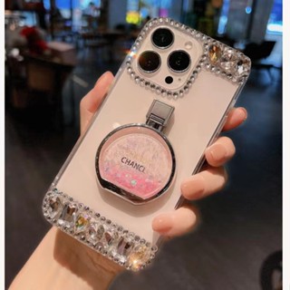 เคสโทรศัพท์มือถือ แบบใส ประดับพลอยเทียม พร้อมแหวนนิ้ว สําหรับ Iphone 14Pro MAX 13 12 11 Pro MAX XS XR XS MAX 7 8PLUS