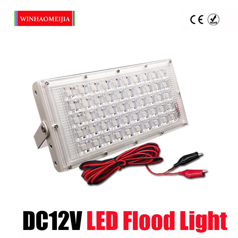 ไฟฟลัดไลท์ Led 50W DC12V กันน้ํา IP65 ไฟสปอตไลท์ Led ไฟโปรเจคเตอร์ ไฟถนน ไฟกลางแจ้ง สีขาวนวล