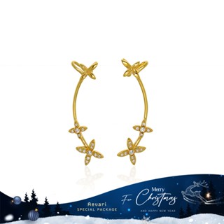 Aevari Flying Butterfly Cuff Earrings Sterling Silver 925 with White CZ and 18K Gold Plated