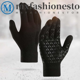 Mxfashione ถุงมือถัก หนา นิ่ม ผู้หญิง กันลื่น บวกกํามะหยี่ ผู้ชาย ถุงมือห้านิ้ว สําหรับผู้หญิง