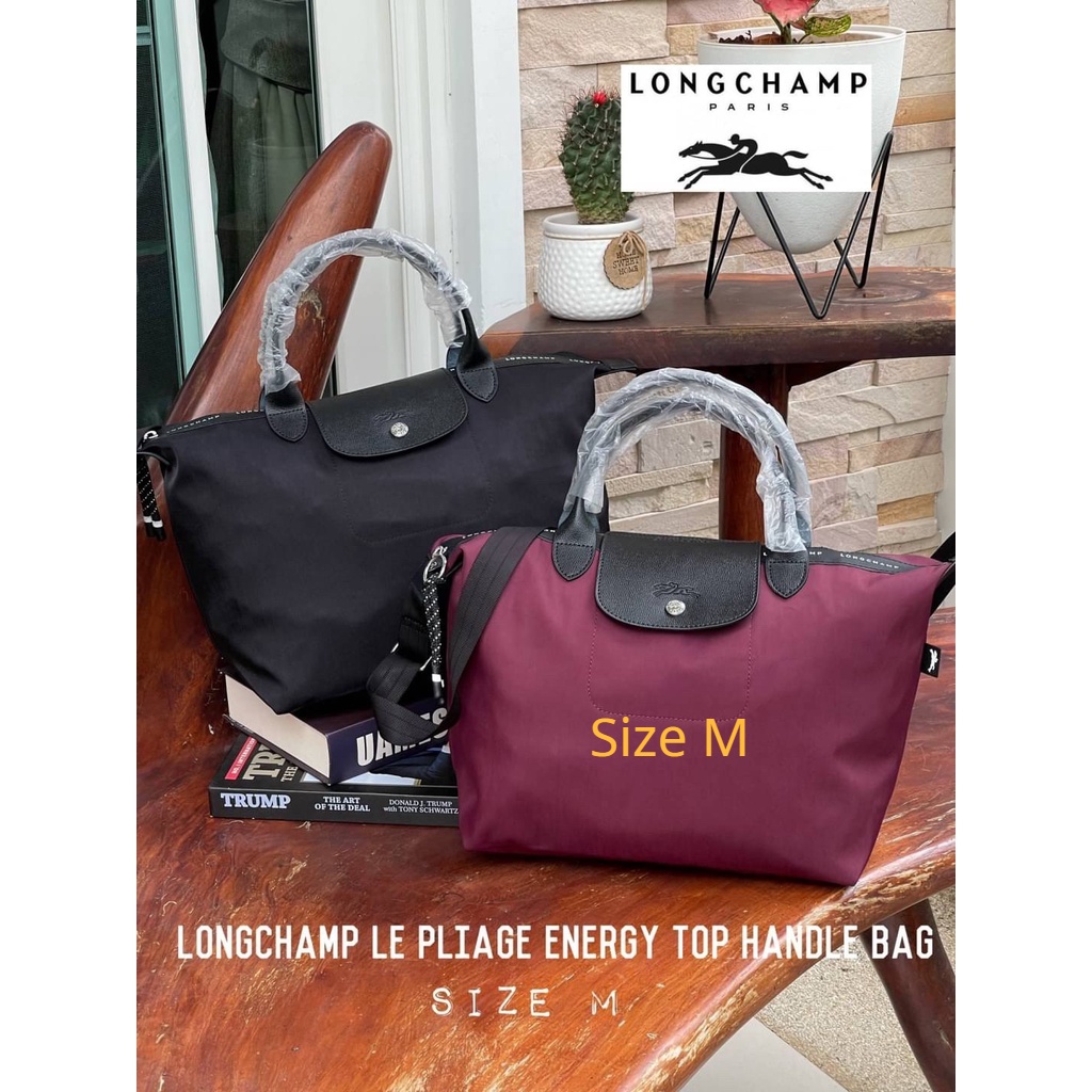 ส่งฟรี🔥Size M สายปรับได้ Longchamp le pliage energy top handle Bag แบรนด์แท้ 100% งาน Outlet