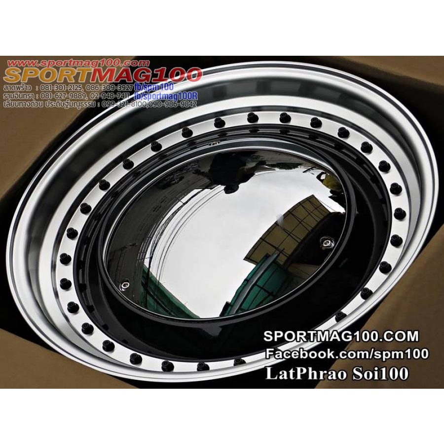 ล้อแม็กใหม่หมูกระทะ RET Rew 024 5รู100/112-114 ET35 ขอบเงาหมุดดำ 7.5-17นิ้ว