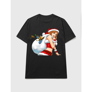 เสื้อยืดผ้าฝ้ายNew discount One Piece หนึ่งชิ้น อะนิเมะ โจรสลัด Masukkamar One Piece Merry Christmas