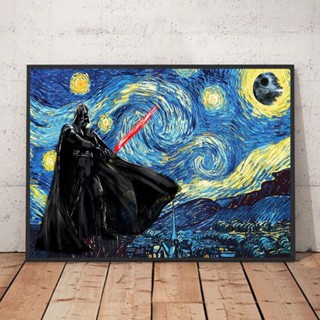 โปสเตอร์ Van Gogel Starry Night Star Wars Jedi Knight Order สําหรับตกแต่งบ้าน