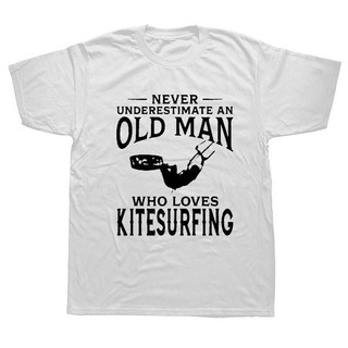 Never Underestimate An Old Man Who Loves Kitesurfing Mens Funny T Shirt Unique Gift Present Windsurfing Heartbeat T-Shir