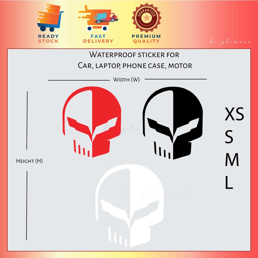 Corvette Skull สติกเกอร์สะท้อนแสงกันน้ํา pantula kalis air chevvy grain c8 c7 c6 c5 แล็ปท็อปไวนิล De