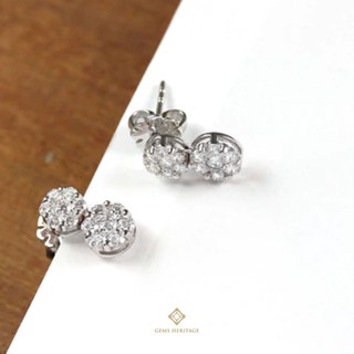 Gems Heritage : ต่างหูเพชรประกบทรงกลม(ERWG109)