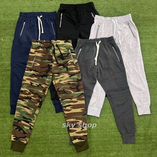 กางเกง jogger pants รุ่นมีซิปผ้าสำลีนิ่มใส่สบาย