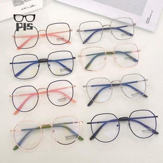 👓ใหม่กรอบแว่นตาโลหะ หลายเหลี่ยม ป้องกันแสงสีฟ้า สไตล์เกาหลี สําหรับนักเรียน