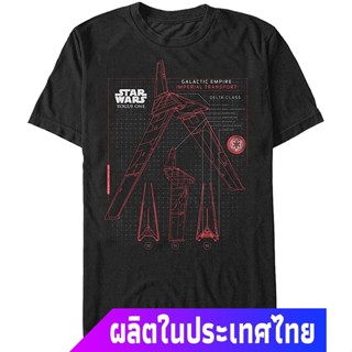 เสื้อยืดสีพื้นคอกลม Star Wars Mens Rogue One Imperial Shuttle Schema T-Shirt sale Star Wars สตาร์ วอร์ส