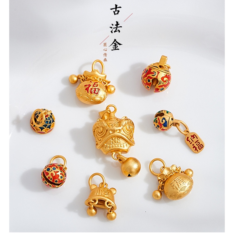 จี้กระดิ่งทองแดง รูปสิงโตโบราณ พร้อมลูกปัด สําหรับทําสร้อยข้อมือ สร้อยข้อมือ diy - รูปที่ 4
