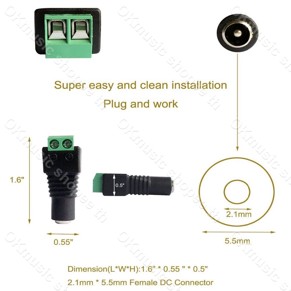 1 ชิ้น DC Jack ตัวผู้ ตัวเมีย Connector แจ๊คชาย แจ๊คหญิง 5.5x2.1มม. แบบขัน แบบกด กล้องวงจรปิด CCTV ปลั๊ก DC แจ็ค DC