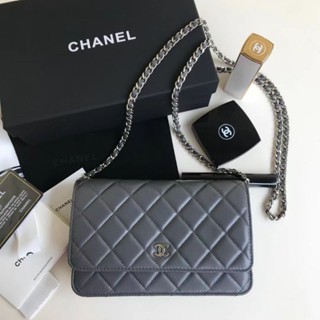 Chanel wallet on chain dark grey [RARE]