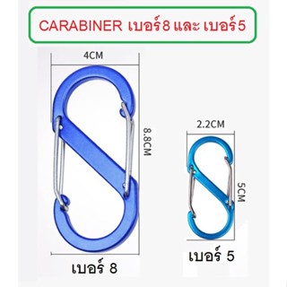 [[ PongFishing ]] CARABINER ทรง S เบอร์5 50x22 มม. เบอร์8 88x40 มม.ห้อยอุปกรณ์ สารพัดประโยชน์ ติดกล่องไว้ได้ใช้แน่นอน