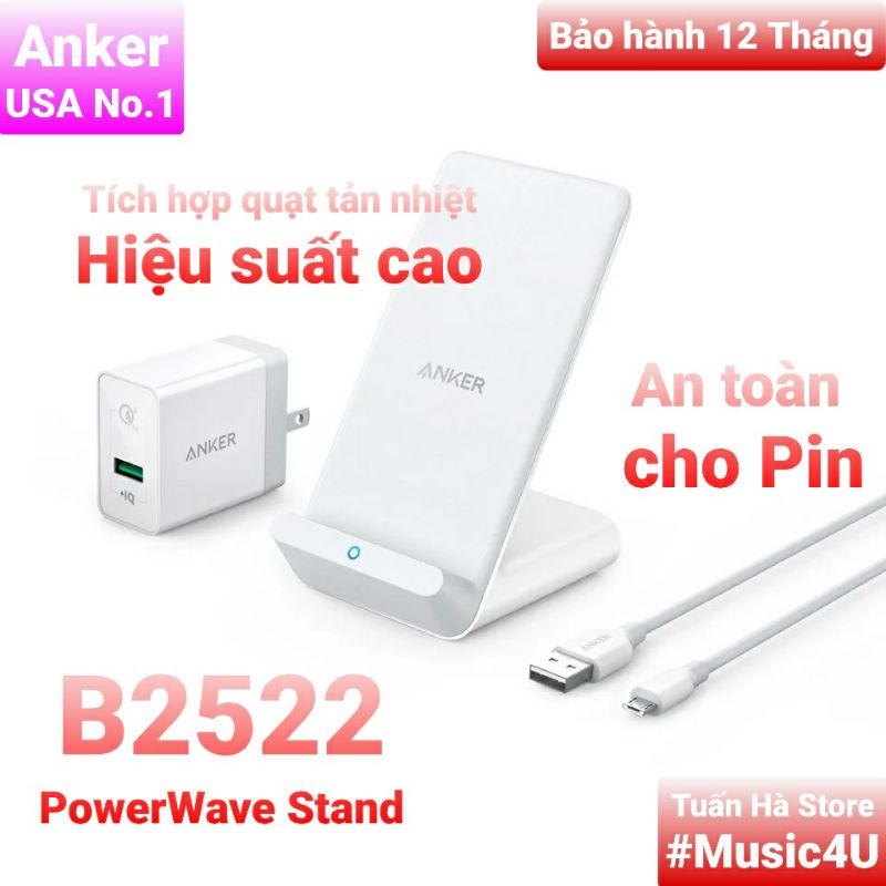 Anker PowerWave 10W แท่นชาร์จเร็วไร้สาย A2521 B2521 A2522 B2522 A2524 Tuan Ha Store