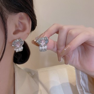 T Classy ต่างหูมุก คริสตัล รูปดอกไม้