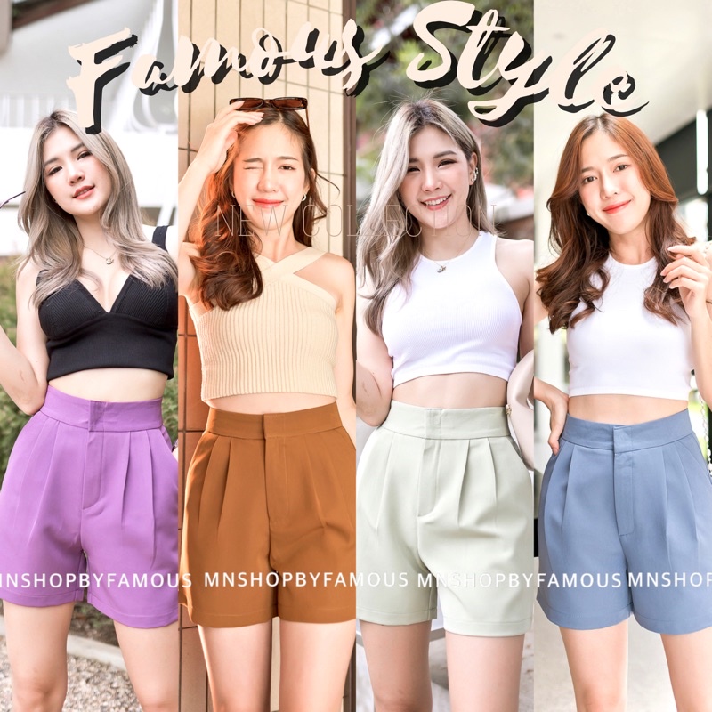 🍒ขาสั้นไมโคจีบตะขอ🍒 เอวสูงซิปหน้าS-2Xl-📦สินค้าพร้อมส่ง