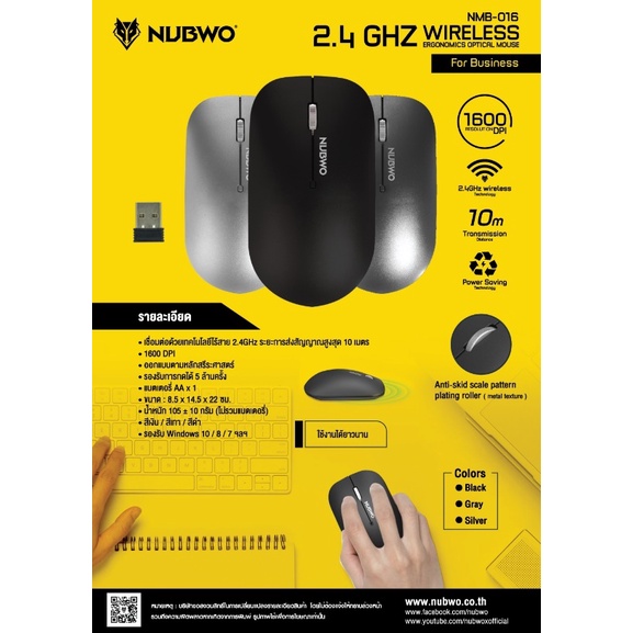 NUBWO เม้าส์ Mouse Wireless รุ่น NMB-017