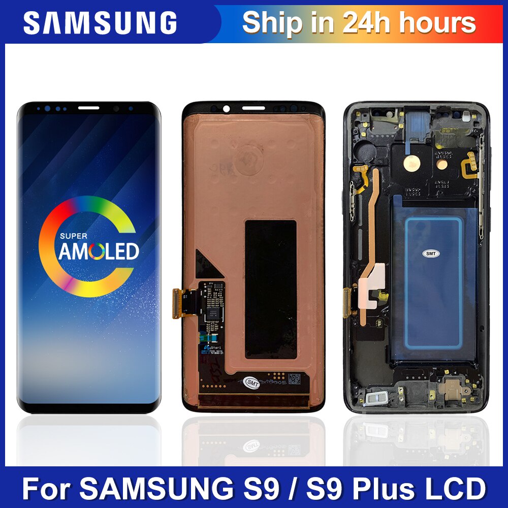 AMOLED สําหรับ SAMSUNG Galaxy S9 S9 + LCD Touch Screen Digitizer กรอบ S9 Plus LCD G960 G965 จอแสดงผล