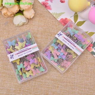 Newsandlichao 100 ชิ้น / ล็อต อุปกรณ์เย็บผ้า หมุดเย็บปะติดปะต่อกัน พร้อมกล่อง DIY ปุ่มหัวหมุด DIY ดี