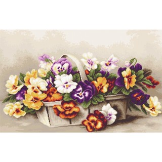 LU-B503 Basket of pansies ชุดปักครอสติชลิขสิทธิ์แท้ ครอสติชไม่พิมพ์ลาย แบรนด์ Luca-S