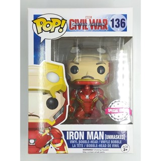 Funko Pop Marvel Captain America Civil War - Iron Man [ Unmask ] #136 (กล่องมีตำหนินิดหน่อย)