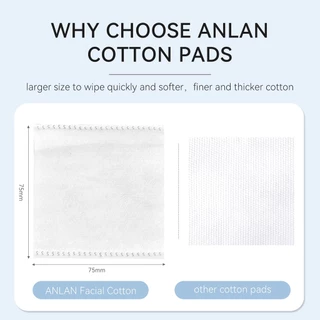 ANLAN สำลีเช็ดเครื่องสำอาง สำลีเช็ดหน้า สำลีแผ่นใหญ่ 75*75มม. 3 ชั้น 150 แผ่น สองด้าน สําหรับแต่งหน้า