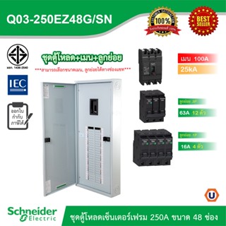 Schneider ชุดตู้โหลดเซ็นเตอร์สแควร์ดีเฟรม 250A ขนาด 48 ช่อง + เมน 100A, 25kA + ลูกย่อย 16A = 4 l ลูกย่อย 63A 3P = 12 ตัว