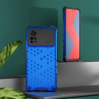 เคสโทรศัพท์มือถือ PC แข็ง ซิลิโคนนิ่ม กันกระแทก ลายรังผึ้ง สําหรับ Xiaomi Poco X4 Pro 5G