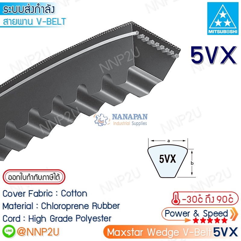 MITSUBOSHI สายพานมิตซูโบชิ 5VX900 5VX950 5VX1000 5VX1060 5VX1080 5VX1180 5VX1250 5VX1320