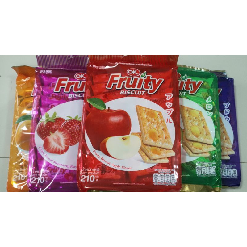 ขนมปังกรอบ ok fruity biscuit รสผลไม้