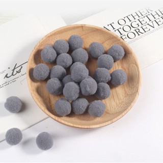 ขายส่ง(100ลูก) ปอมปอม ขนาด 2ซม. ปอมปอมตกแต่ง ปอมปอมกำมะหยี่ สีเทา Dark Gray