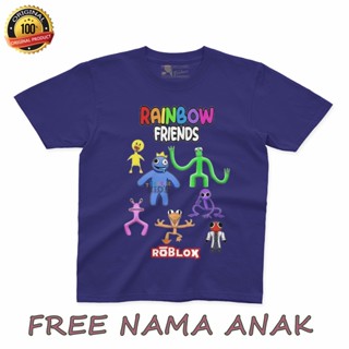 เสื้อยืด ผ้าฝ้าย พิมพ์ลาย RAINBOW FRIENDS X ROBLOX สีรุ้ง สําหรับเด็ก