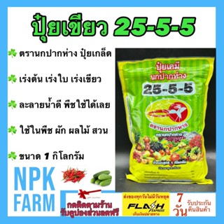 ปุ๋ยเขียว 25-5-5 ขนาด 1 กิโลกรัม นกปากห่าง ปุ๋ยบำรุงต้น ปุ๋ยเกล็ด ปุ๋ยเขียว เร่งต้น เร่งใบ ปุ๋ยเคมี ฮอร์โมน อาหารเสริม