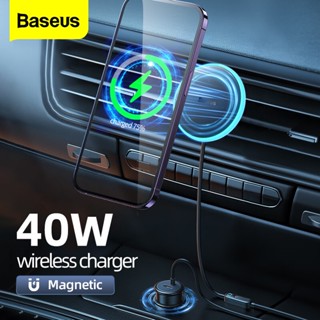 Baseus 40W รถ แม่เหล็ก ไร้สาย ที่ชาร์จโทรศัพท์ ขาตั้ง เหนี่ยวนํา ชาร์จเร็ว USB C รถ ชาร์จ สําหรับ iPhone 14 13 12 Pro