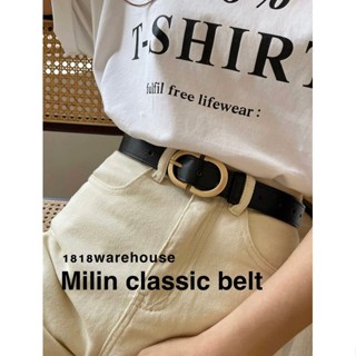 1818wh | Milin Classic Belt เข็มขัดหนัง หัวเข็มขัดอะไหล่ทอง มี 3 สี