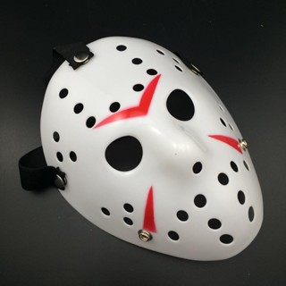 หน้ากาก Mask Friday The 13th วันศุกร์ที่ 13 Jason Voorhees เจสัน วอร์ฮีส์ สีขาวลายแดง สุดโหด สยองขวัญ Horror Hockey