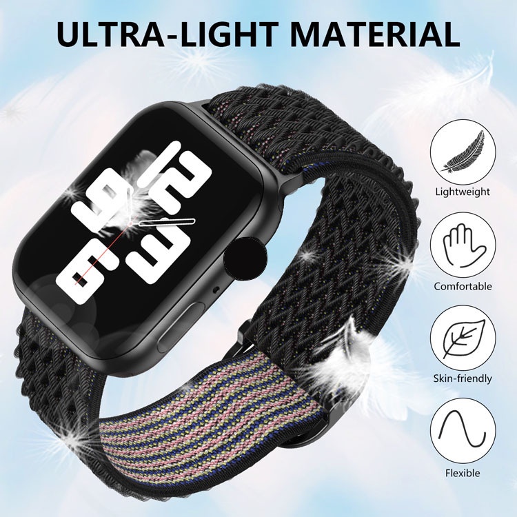 สายไนลอนเหมาะสำหรับ iwatch10 46mm S9 8 6 7 5 4 3 2 1 SE สายทอลูกฟูก 49 มม./45/44/42/40/41/38 มม.