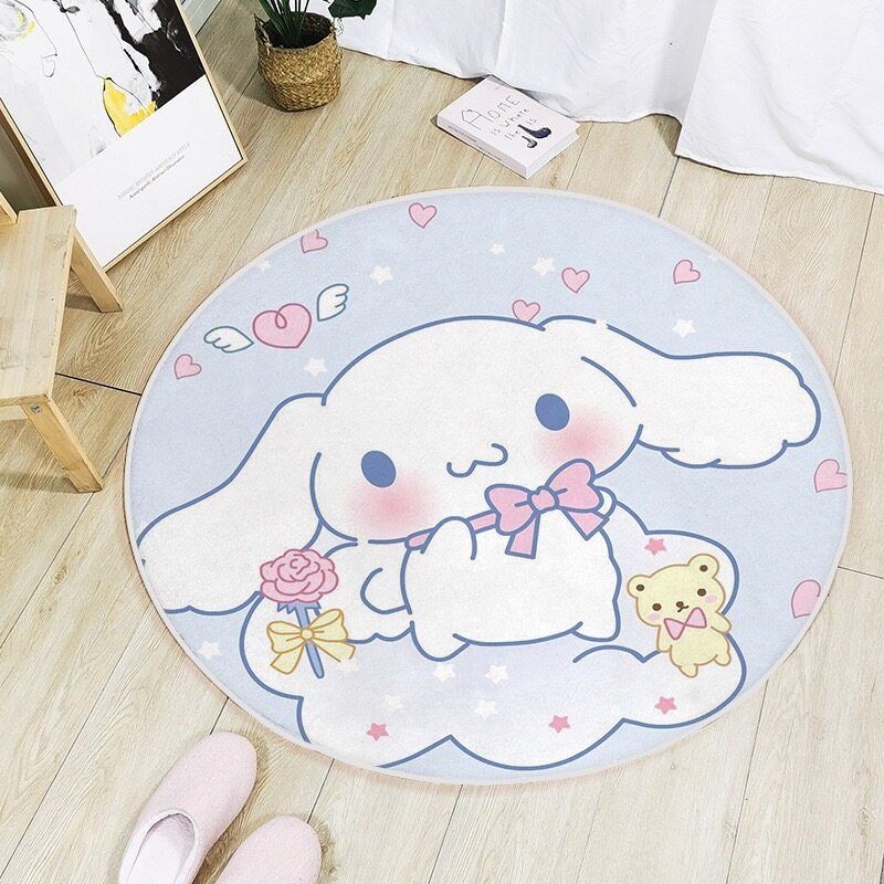 พรมเช็ดเท้า ผ้ากํามะหยี่คริสตัล ลายการ์ตูน Sanrio กันลื่น พรมเช็ดเท้าวงกลม สินค้าพร้อมส่ง