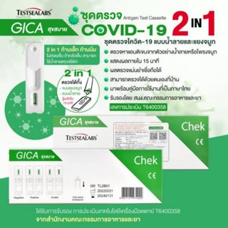 ชุดตรวจโควิด giga สุขสบาย 2in1 ตรวจทางจมูกและน้ำลาย ชุดตรวจatk giga