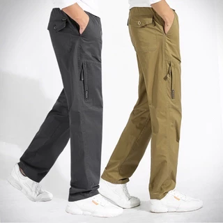ส่งของทุกวัน(M-6XL)กางเกงขายาวลำลองแฟชั่นเอวยืดสีพื้นไซส์ใหญ่