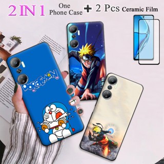 2 IN 1 เคสซิลิโคน TPU นิ่ม ป้องกันหน้าจอโค้ง เซรามิค สําหรับ Infinix Hot 20 4G X6826 X6826B X6826C