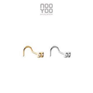 NooYoo จิวจมูกสำหรับผิวแพ้ง่าย BOW with Crystal Nose Pigtail Surgical Steel