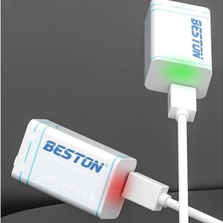 ถ่านชาร์จ BESTON 9V แบตเตอรี่ชาร์จ 9 โวลต์ 1000 mAh USB 9V Rechargeable Lithium Battery 1 ก้อน คุณภาพสูง ราคาถูก