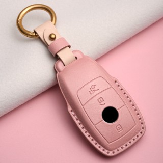 Lady Genuine Cow Leather Car Key Case Cover Hot Pressing Protect Shell For Mercedes Benz Hand Made Car Accessories Key C