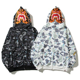 Bape เสื้อโค้ท ผ้าฝ้าย พิมพ์ลาย แฟชั่น