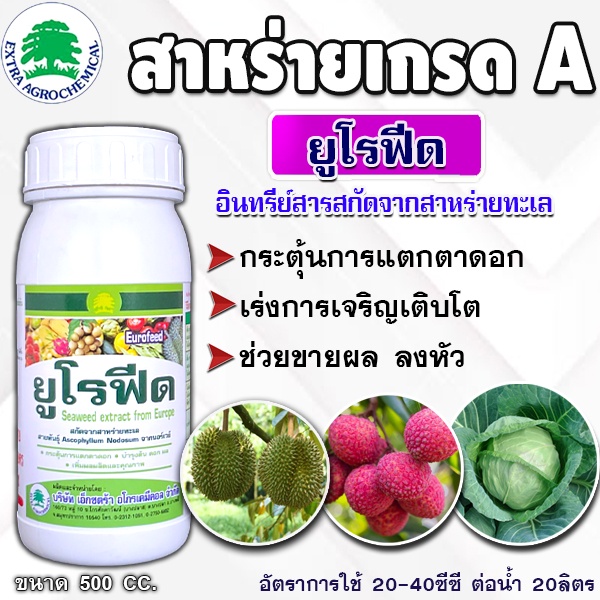 ยูโรฟีด ขนาด 500ซีซี อินทรีย์สารสกัดจากสาหร่ายทะเล เข้มข้น พืชแตกตายอดและตาดอกก่อนฤดู เร่งการเจริญเติบโต ฟื้นฟูต้นหลังเก