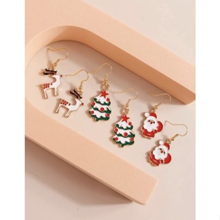 ตุ้มหู ต่างหู แซนต้า เรนเดียร์ คริสต์มาส Christmas ของขวัญ ปีใหม่ น่ารักมาก พร้อมส่งจากไทย