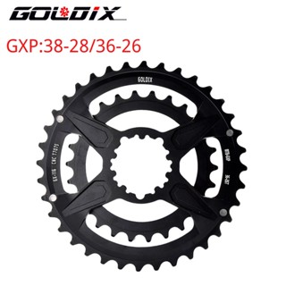 GOLDIX GXP ใบจานหน้าจักรยาน MTB 2 ชั้น ขนาด 28-38/26-36 ฟัน สำหรับ SRAM 11/12S NX XX XO GX Aluminum Alloy CNC Machining