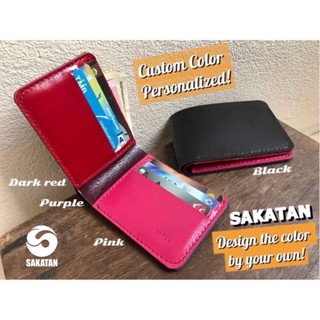 กระเป๋าสตางค์ออกแบบสีเองรับทำตามสั่งพร้อมตอกชื่อหรือข้อความฟรีMade to order handicraft leather wallet Personalized/สายมู